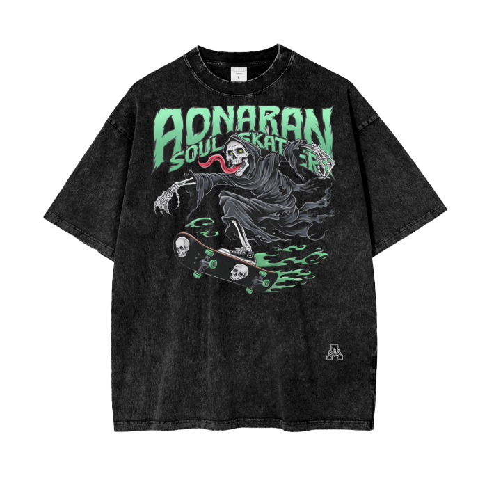 Aonaran Graphic Acid Wash Oversize T-Shirt