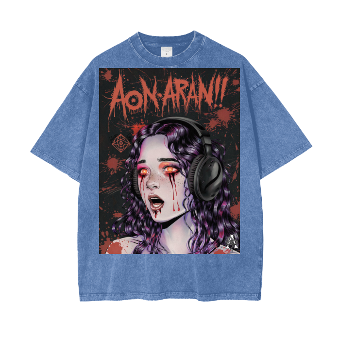 Aonaran Graphic Acid Wash Oversize T-Shirt