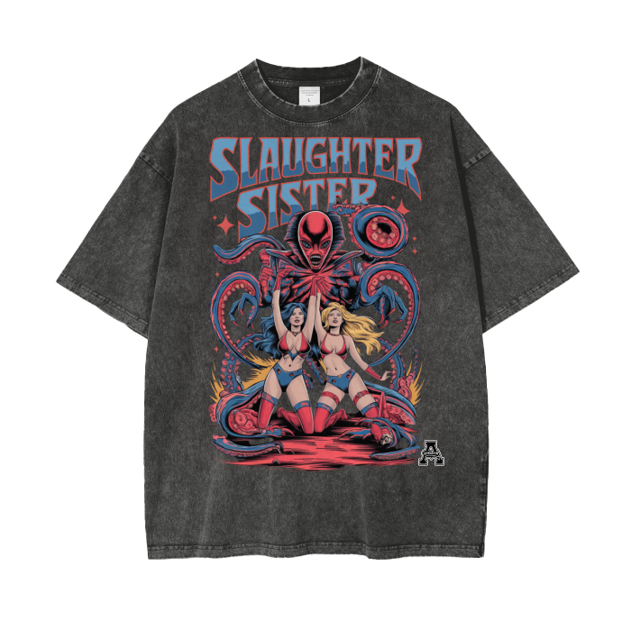 Aonaran Graphic Acid Wash Oversize T-Shirt