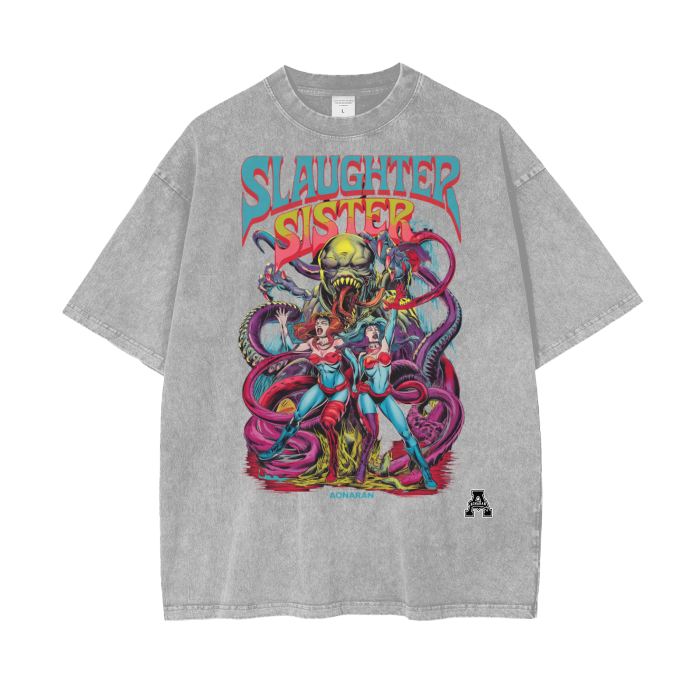 Aonaran Graphic Acid Wash Oversize T-Shirt