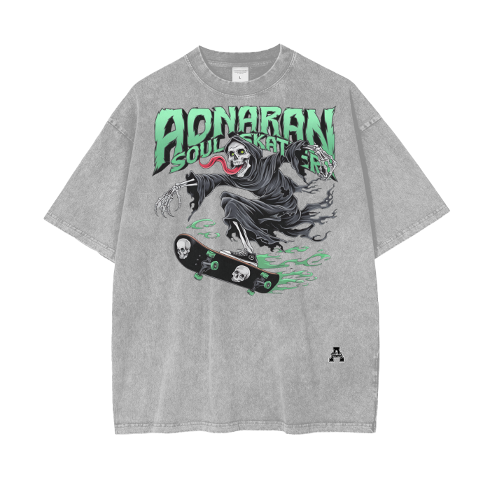 Aonaran Graphic Acid Wash Oversize T-Shirt
