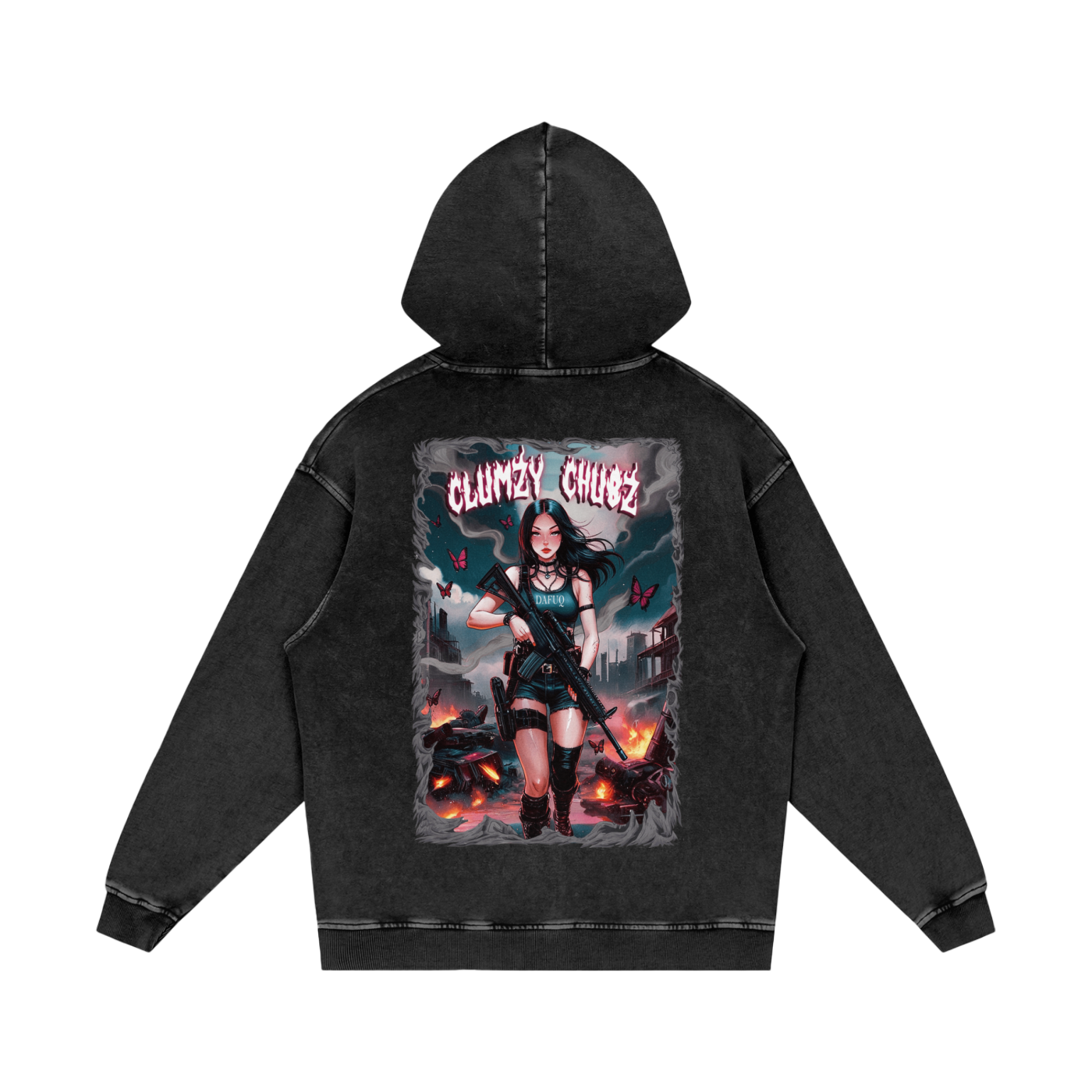 Clumzy Chubz Acid Wash Oversize Hoodie