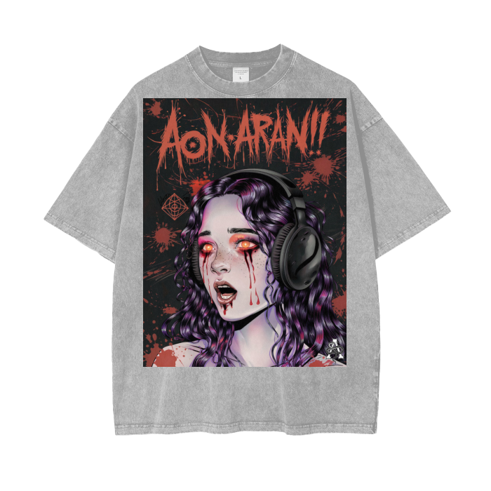 Aonaran Graphic Acid Wash Oversize T-Shirt