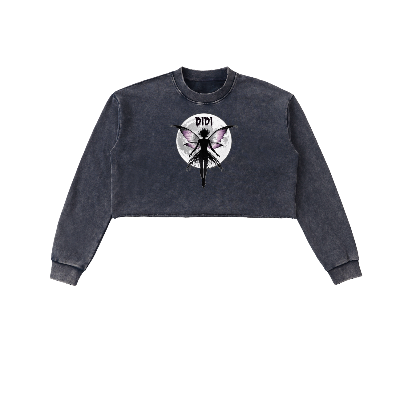 DIDI Season 2 Snow Washed Raw Edge Cropped Sweatshirt