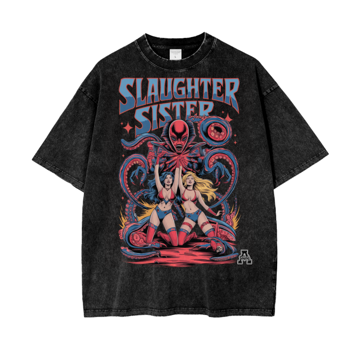 Aonaran Graphic Acid Wash Oversize T-Shirt
