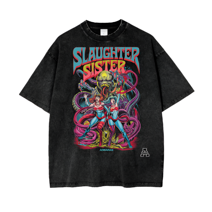 Aonaran Graphic Acid Wash Oversize T-Shirt