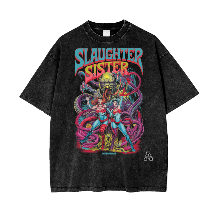 Aonaran Graphic Acid Wash Oversize T-Shirt