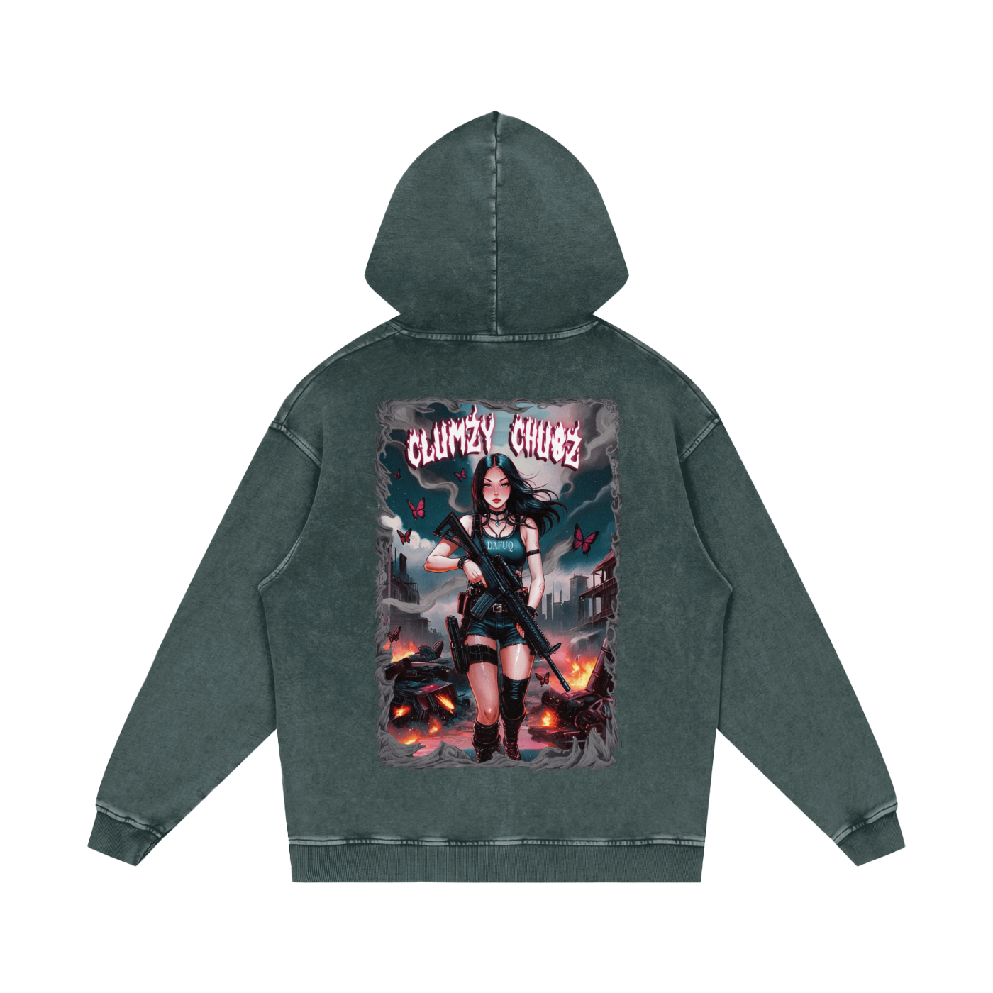 Clumzy Chubz Acid Wash Oversize Hoodie