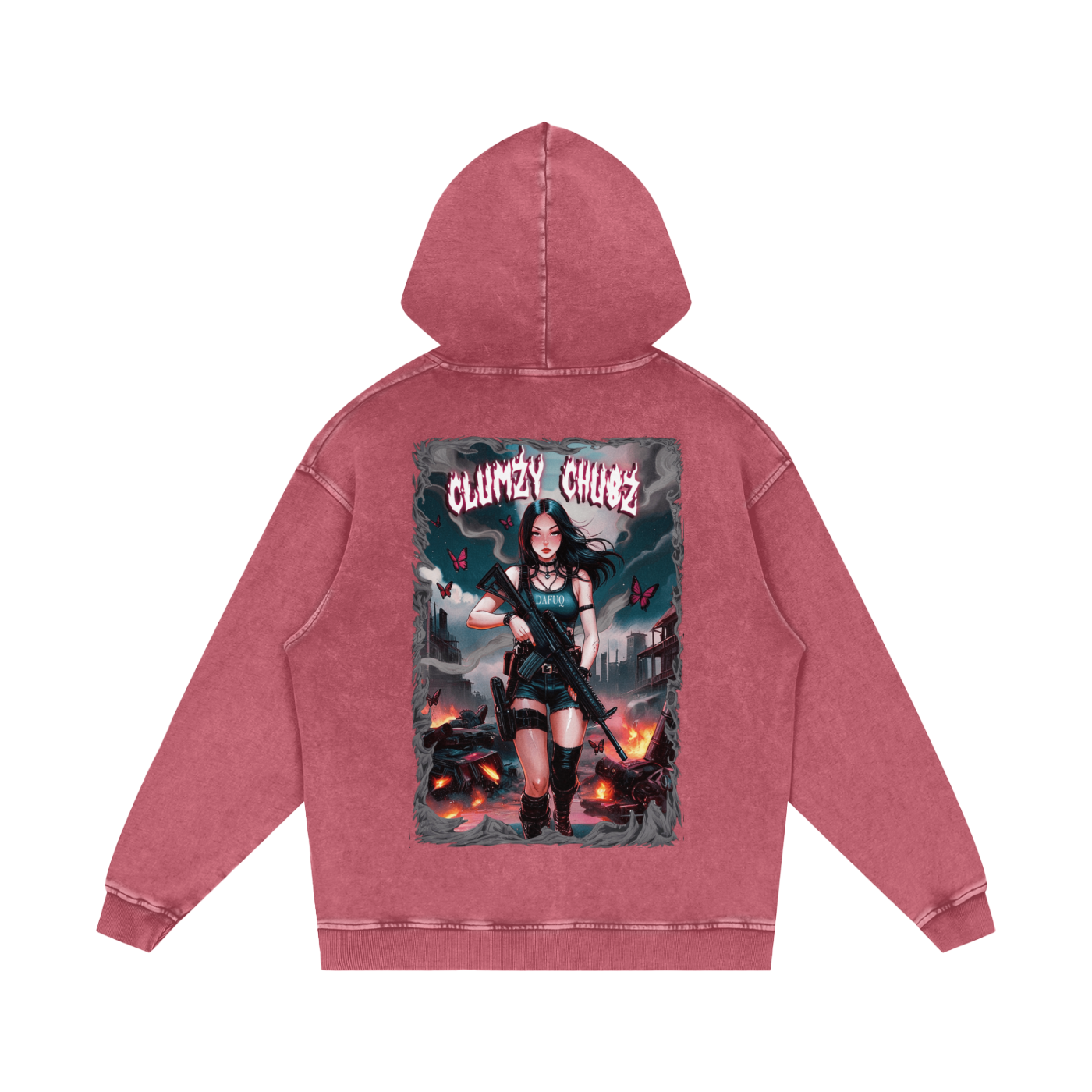 Clumzy Chubz Acid Wash Oversize Hoodie