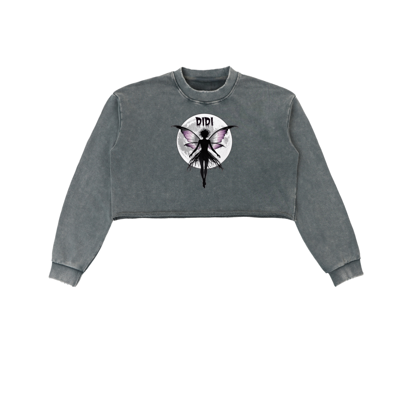 DIDI Season 2 Snow Washed Raw Edge Cropped Sweatshirt