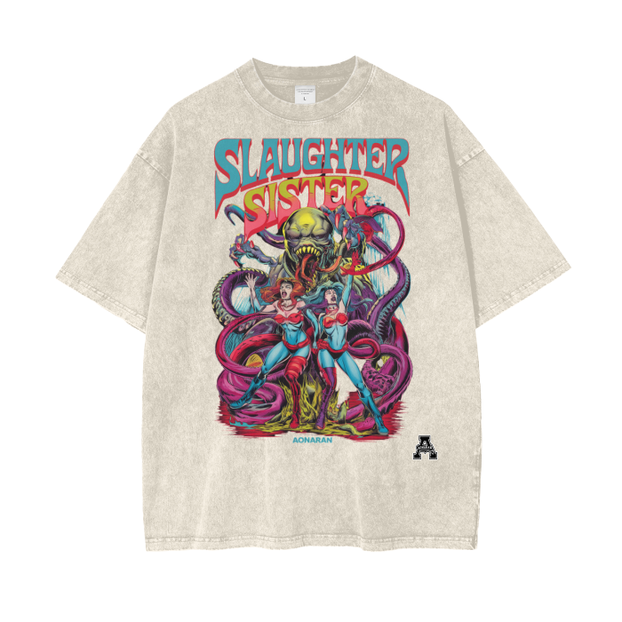 Aonaran Graphic Acid Wash Oversize T-Shirt