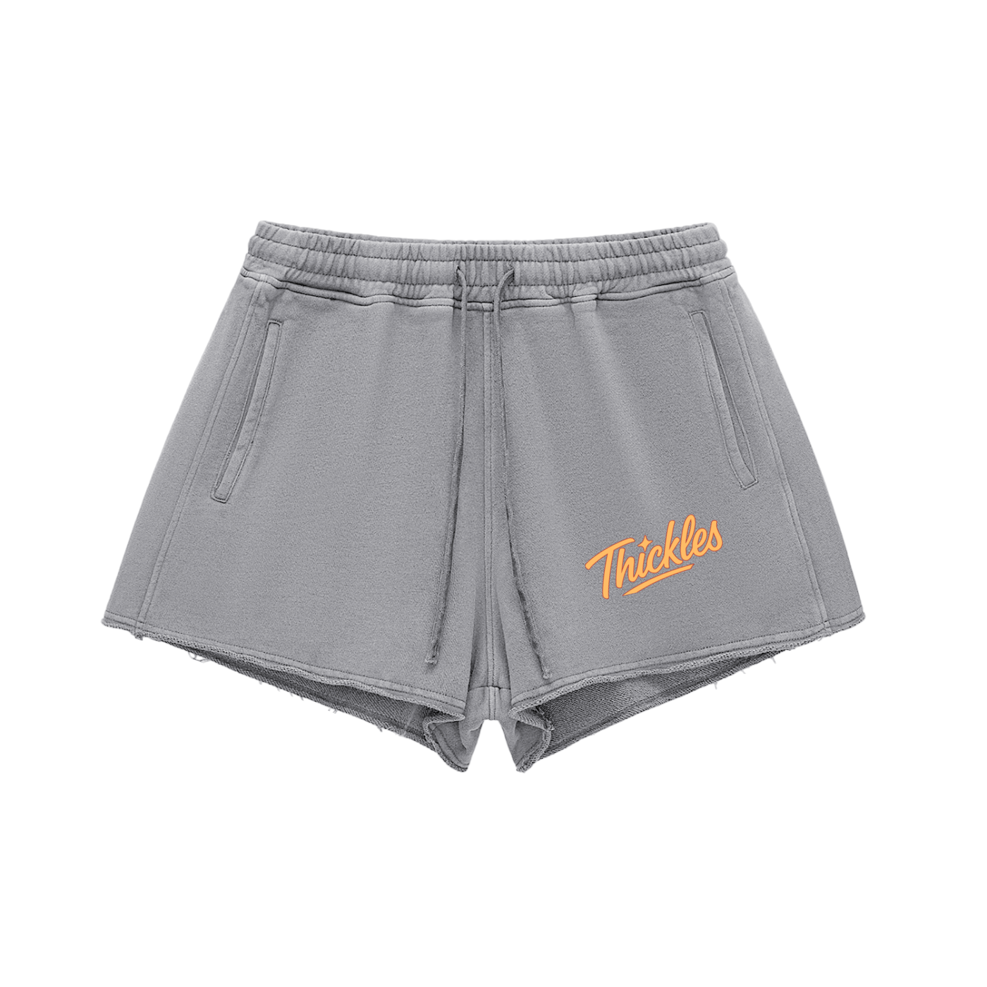 Thickles Snow Washed Raw Edge Drawstring Shorts