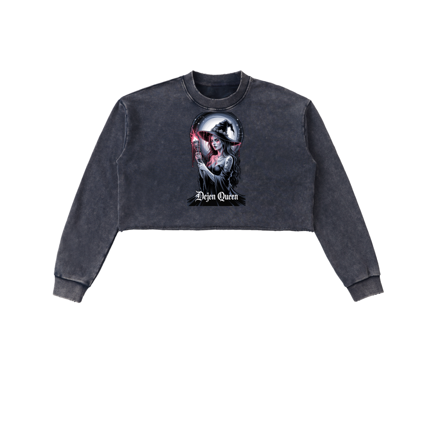 Dejen Season 3 Snow Washed Raw Edge Cropped Sweatshirt