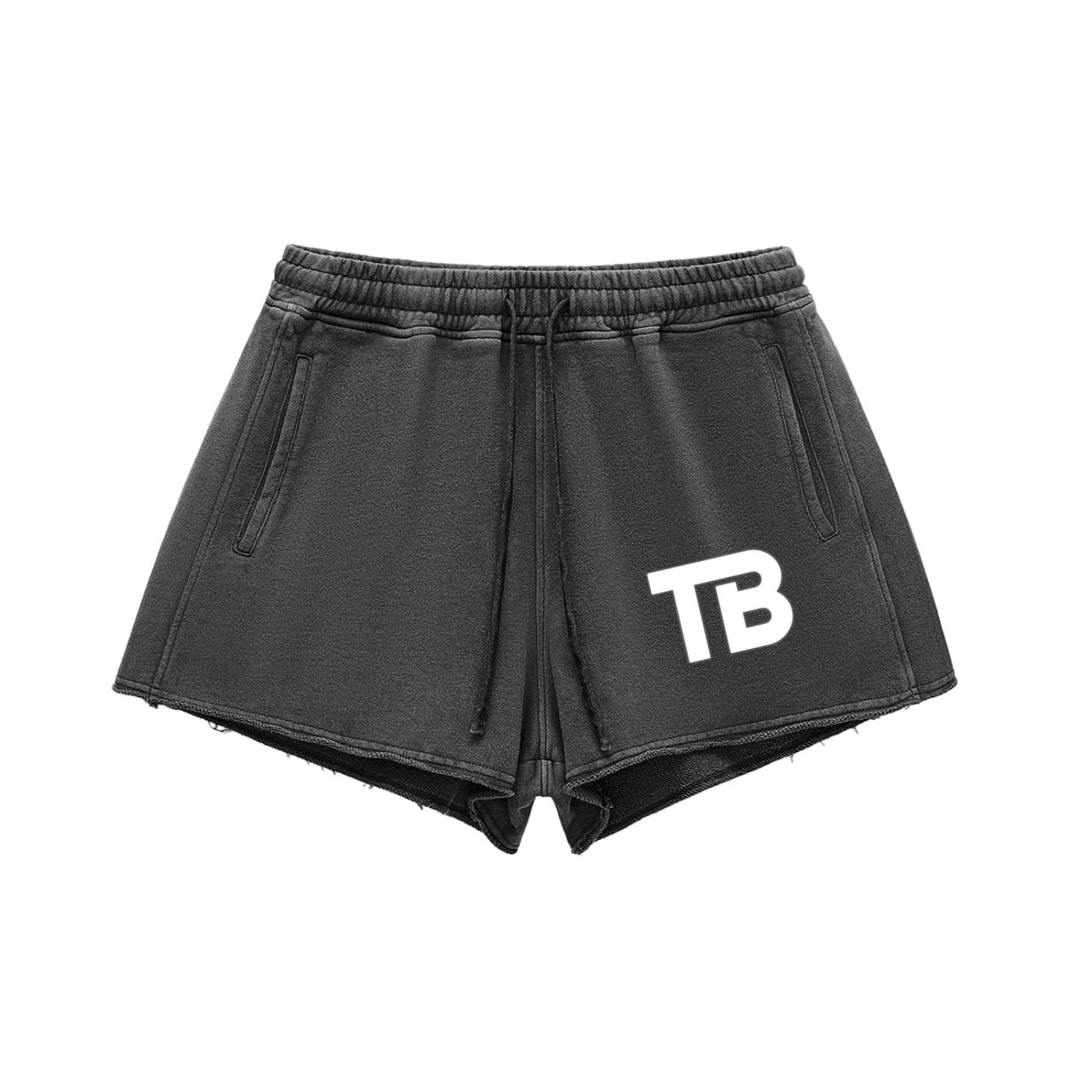 ThunderBuddies Washed Raw Edge Drawstring Shorts