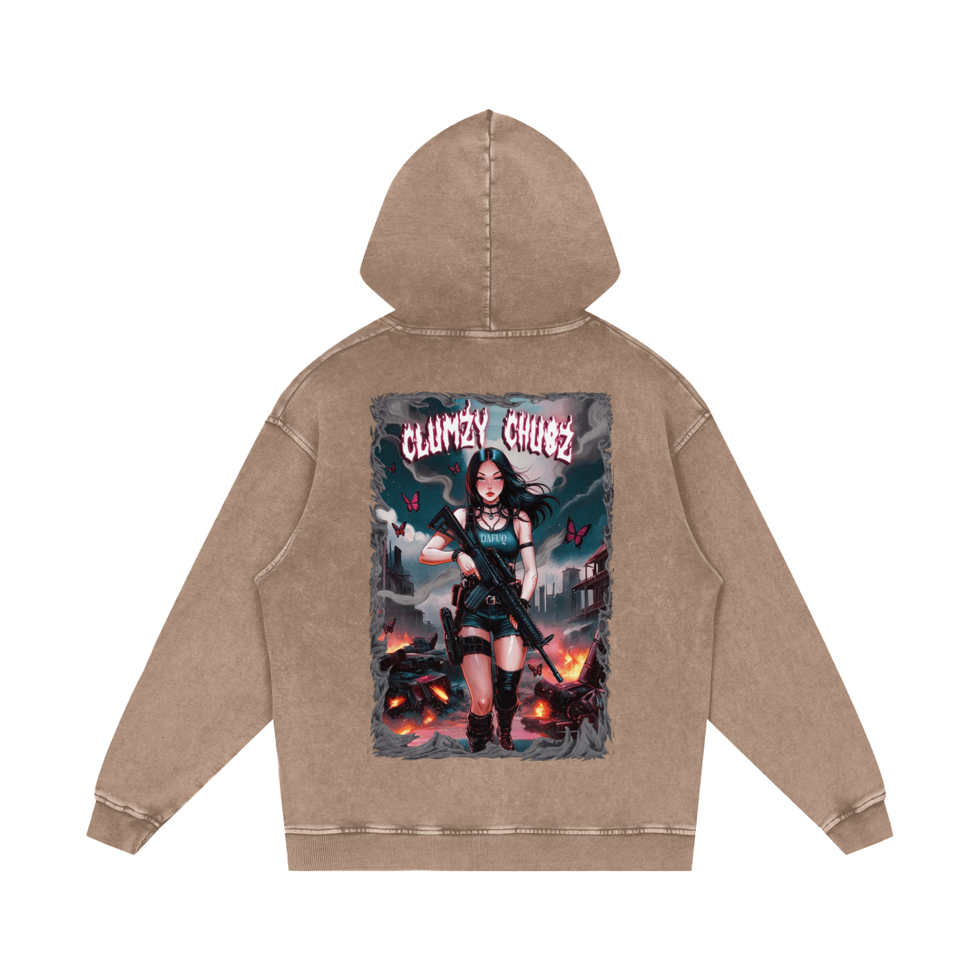Clumzy Chubz Acid Wash Oversize Hoodie