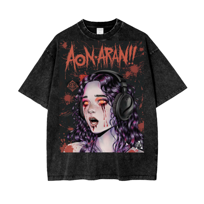 Aonaran Graphic Acid Wash Oversize T-Shirt