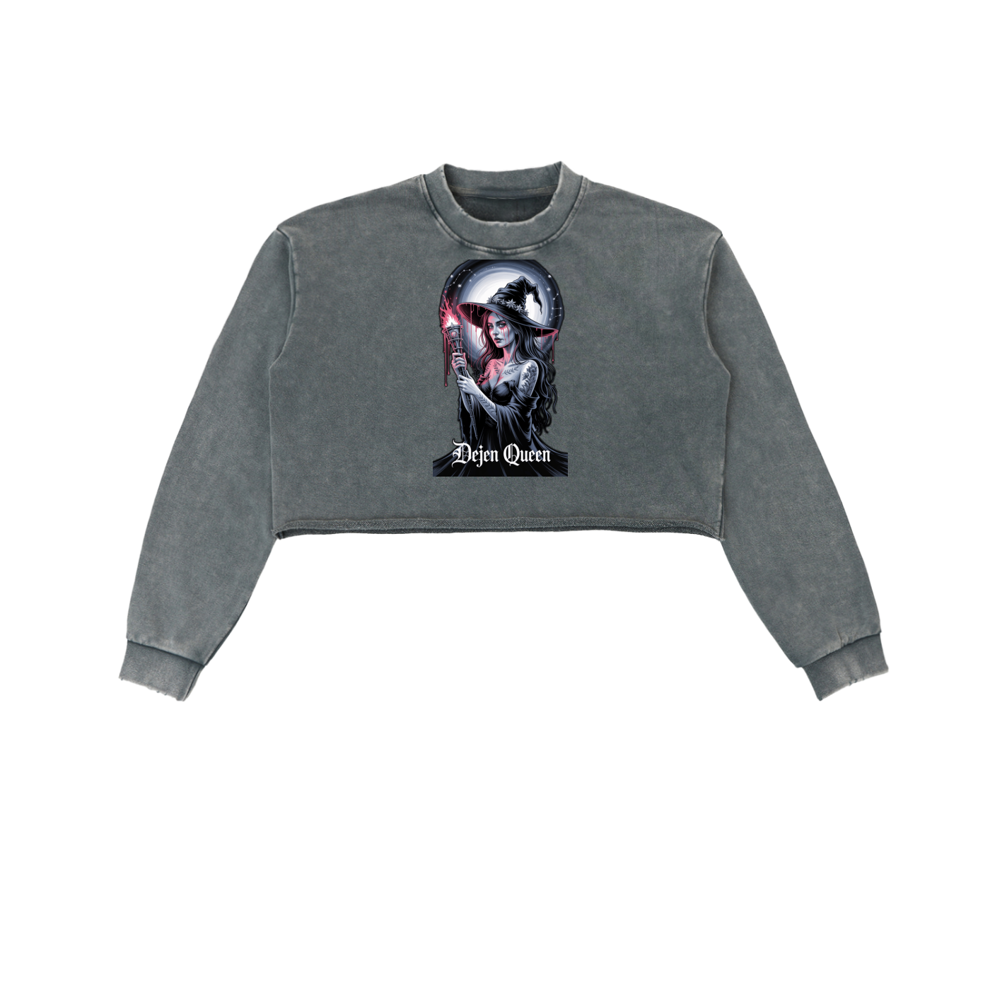 Dejen Season 3 Snow Washed Raw Edge Cropped Sweatshirt