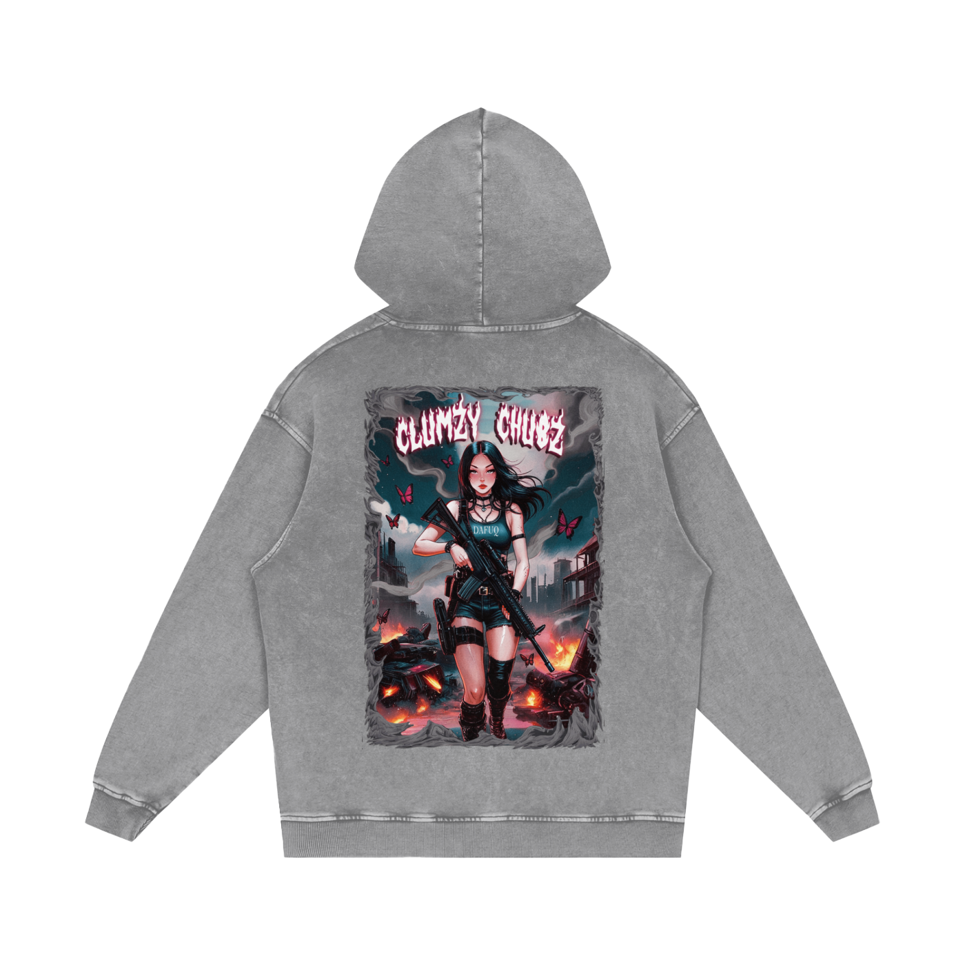 Clumzy Chubz Acid Wash Oversize Hoodie