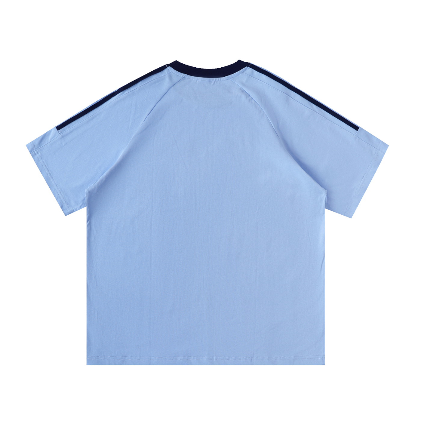 Aonaran Varsity Contrast Tape Crewneck Cotton T-Shirt
