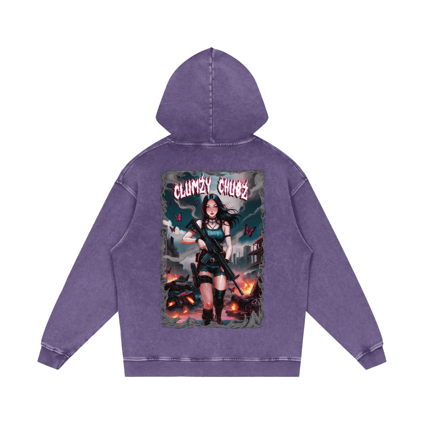 Clumzy Chubz Acid Wash Oversize Hoodie
