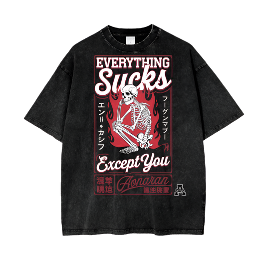 Aonaran Graphic Acid Wash Oversize T-Shirt