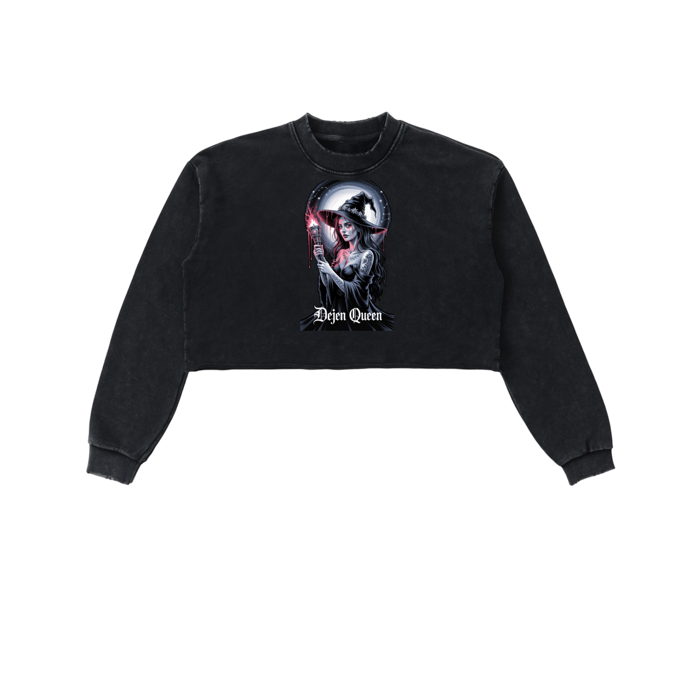 Dejen Season 3 Snow Washed Raw Edge Cropped Sweatshirt