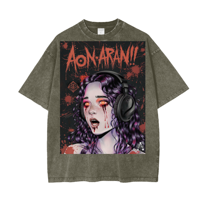Aonaran Graphic Acid Wash Oversize T-Shirt