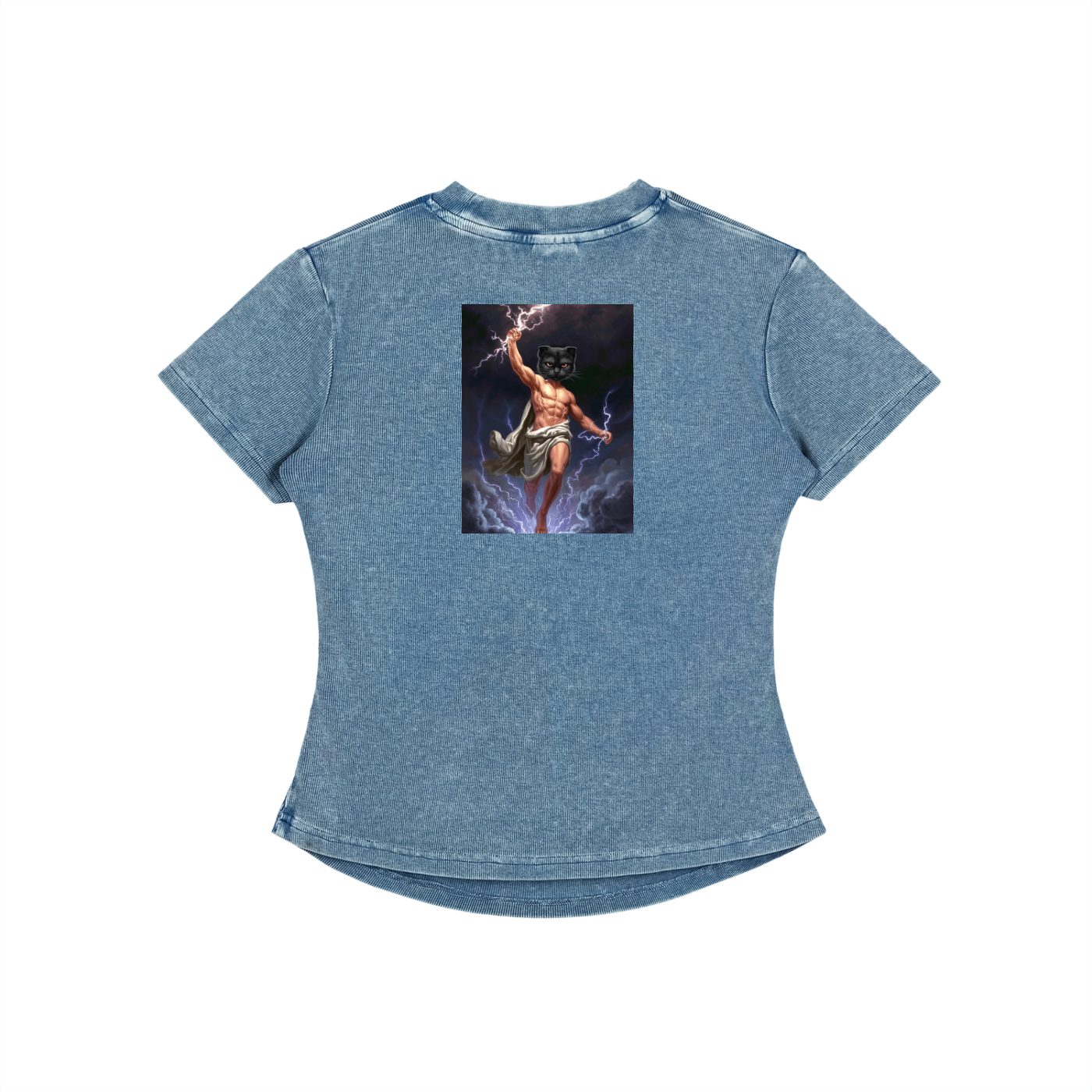 ThunderBuddies Vintaged-Wash Bodycon Cotton T-Shirt