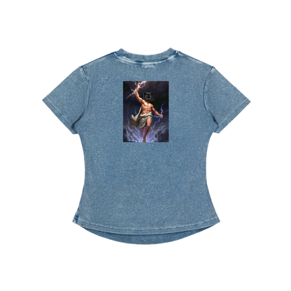 ThunderBuddies Vintaged-Wash Bodycon Cotton T-Shirt