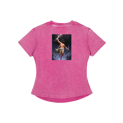 ThunderBuddies Vintaged-Wash Bodycon Cotton T-Shirt