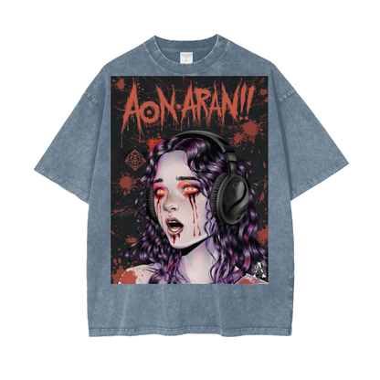 Aonaran Graphic Acid Wash Oversize T-Shirt
