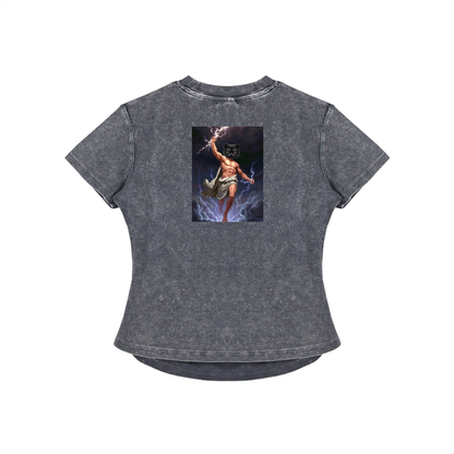 ThunderBuddies Vintaged-Wash Bodycon Cotton T-Shirt