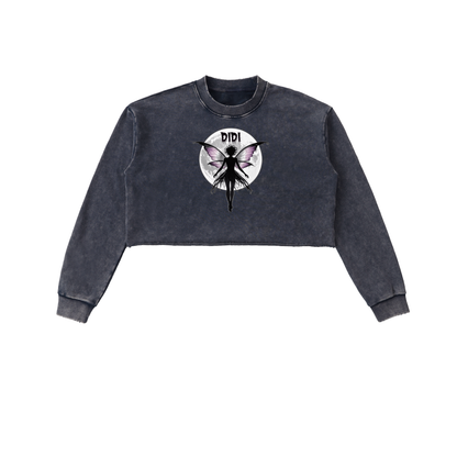 DIDI Season 2 Snow Washed Raw Edge Cropped Sweatshirt