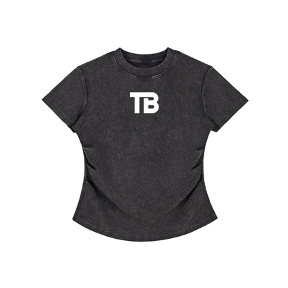 ThunderBuddies Vintaged-Wash Bodycon Cotton T-Shirt