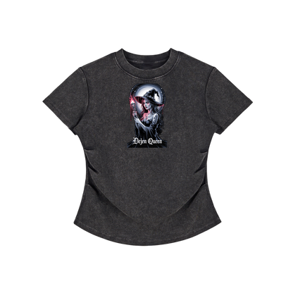 Dejen Season 3 Vintaged-Wash Bodycon Cotton T-Shirt
