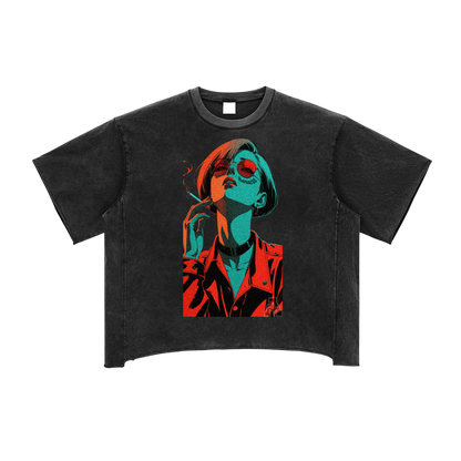 Aonaran 1 OFF Raw Edge Snow Washed Boxy T-Shirt