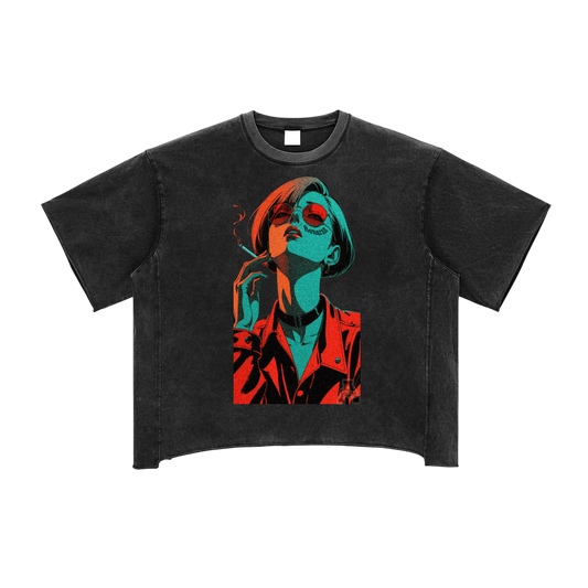 Aonaran 1 OFF Raw Edge Snow Washed Boxy T-Shirt