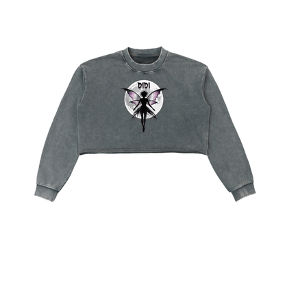 DIDI Season 2 Snow Washed Raw Edge Cropped Sweatshirt