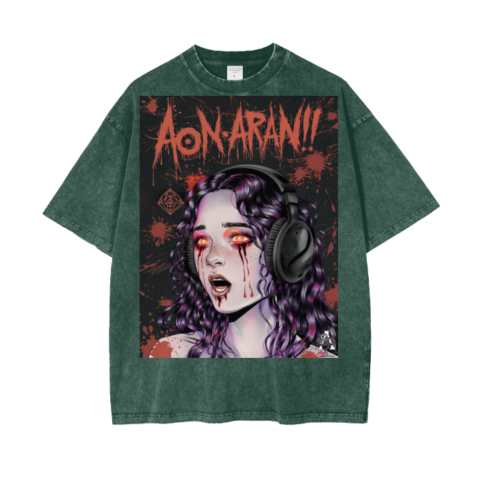 Aonaran Graphic Acid Wash Oversize T-Shirt