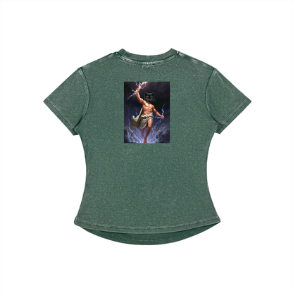 ThunderBuddies Vintaged-Wash Bodycon Cotton T-Shirt