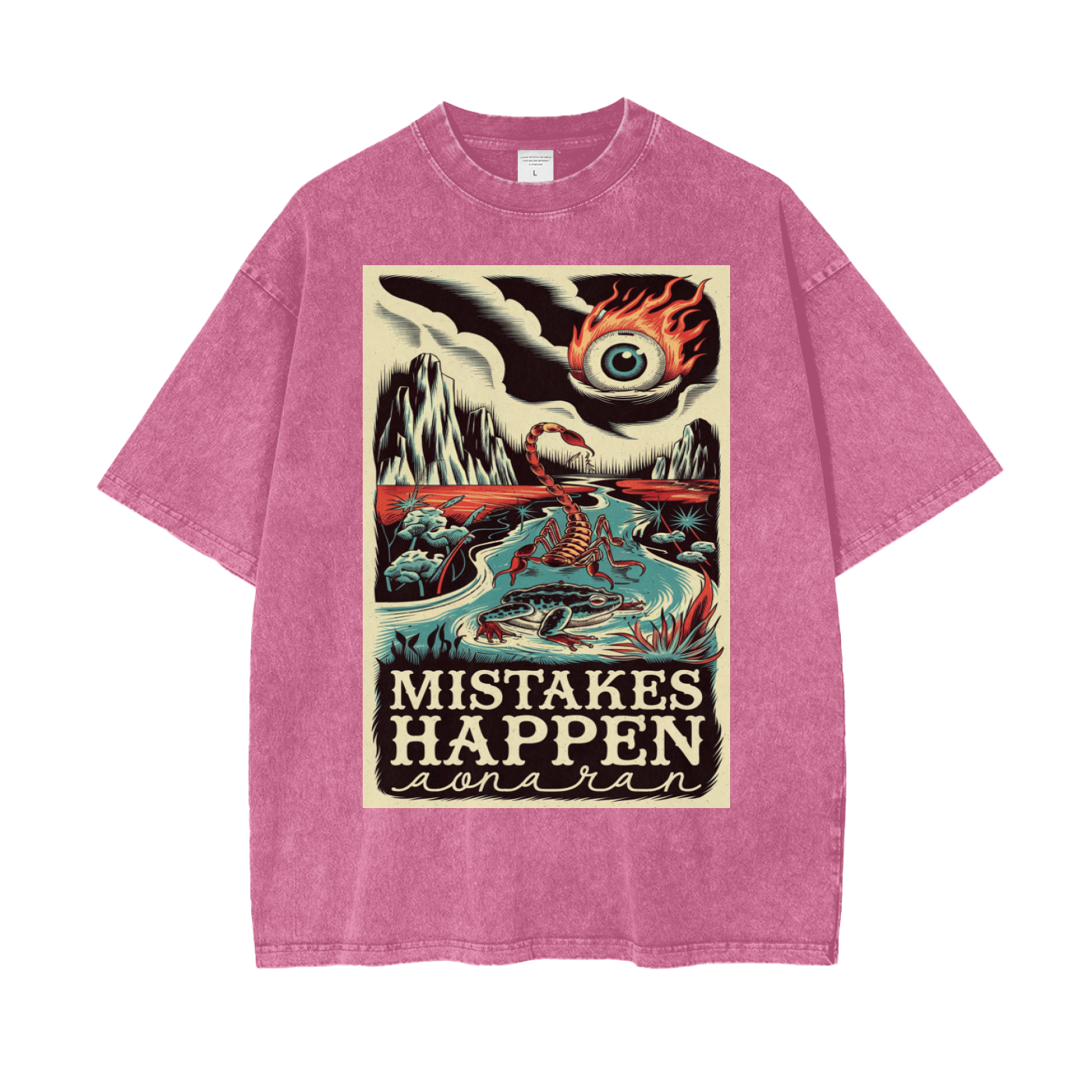 Aonaran Graphic Acid Wash Oversize T-Shirt
