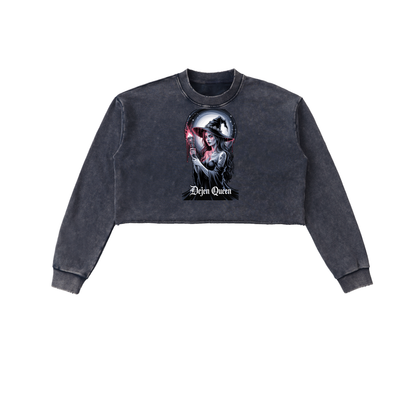 Dejen Season 3 Snow Washed Raw Edge Cropped Sweatshirt