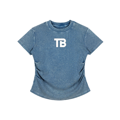 ThunderBuddies Vintaged-Wash Bodycon Cotton T-Shirt