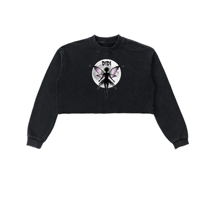 DIDI Season 2 Snow Washed Raw Edge Cropped Sweatshirt