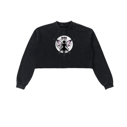 DIDI Season 2 Snow Washed Raw Edge Cropped Sweatshirt