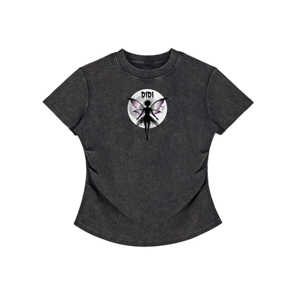 DIDI Season 2 Vintaged-Wash Bodycon Cotton T-Shirt