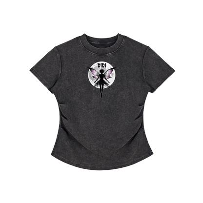 DIDI Season 2 Vintaged-Wash Bodycon Cotton T-Shirt